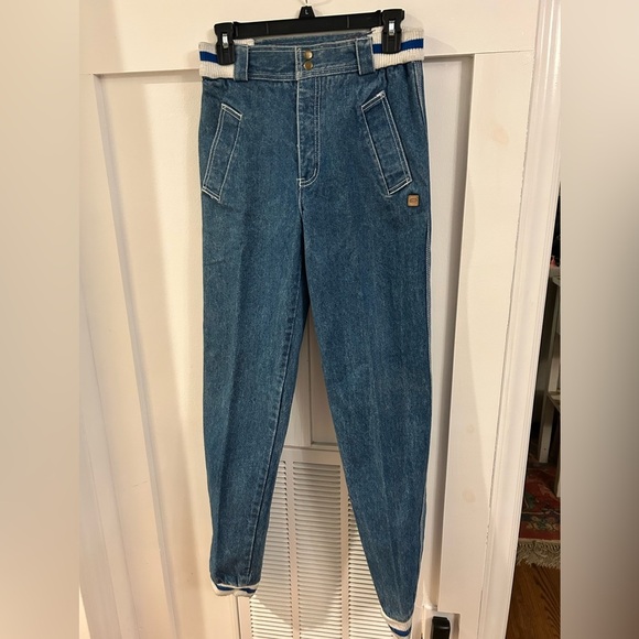 VTG 1980s Y2K SLICK JEANS elastic waist cuff high waist - Picture 1 of 6